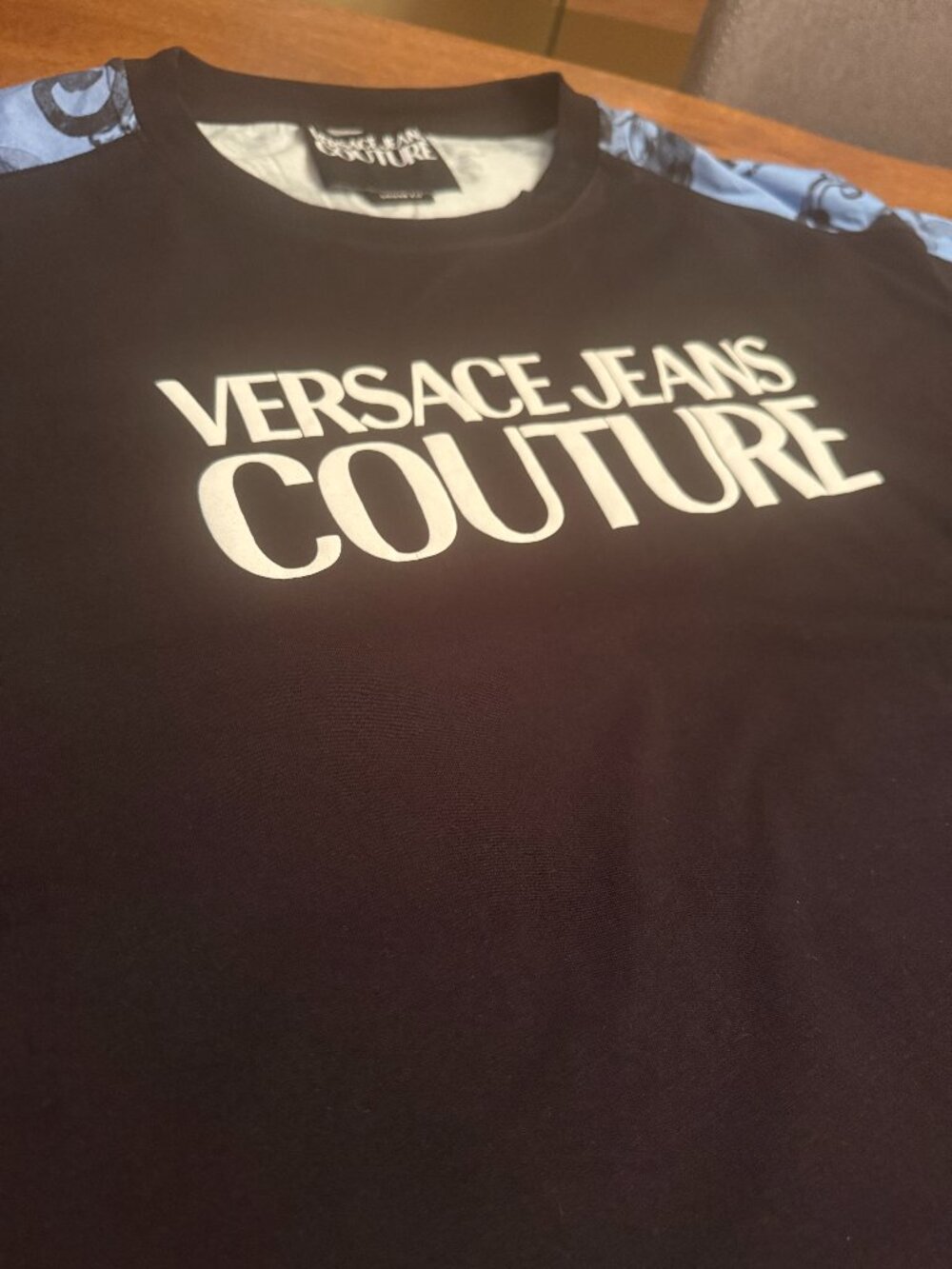 Versace Jeans Couture - Black and Blue baroque print T-Shirt XXL